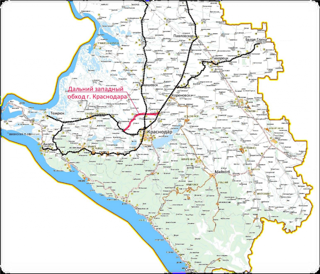 Краснодар объездная дорога карта